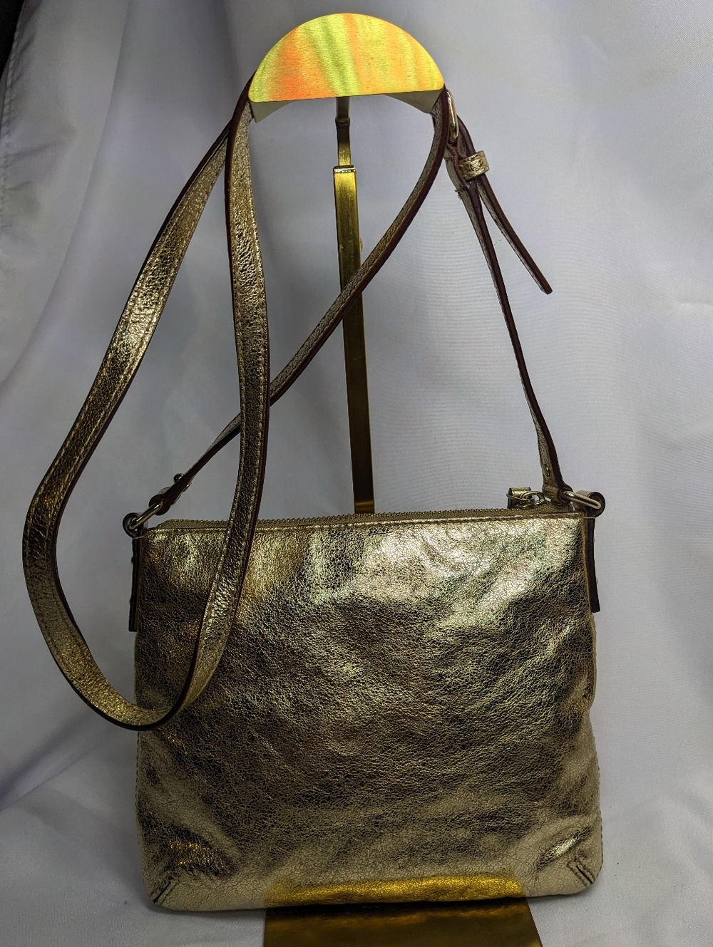 kate spade Flicker Tinley Gold Patent Leather Crossbody, Suite Spot Lining - Picture 5 of 16
